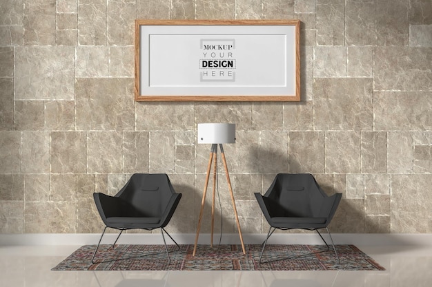 Cornice per poster in soggiorno Mockup