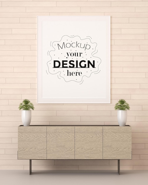 Cornice per poster in soggiorno Psd Mockup