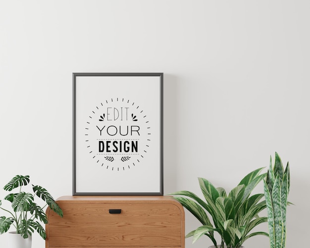 Cornice per poster in soggiorno Psd Mockup