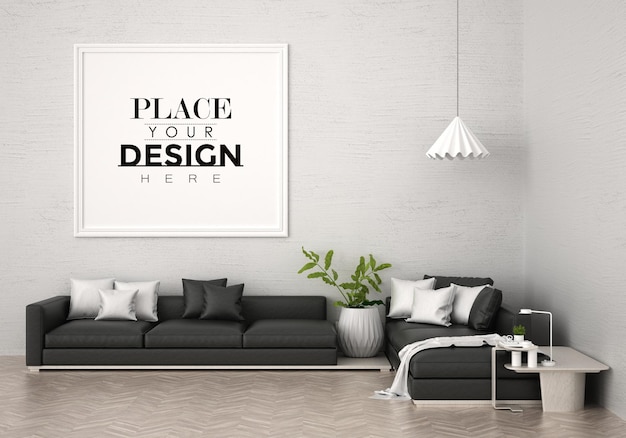 Cornice per poster in soggiorno Psd Mockup