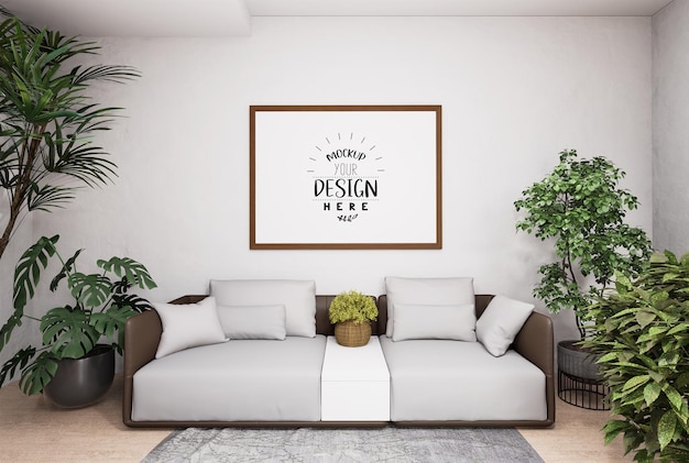 Cornice per poster in soggiorno Psd Mockup