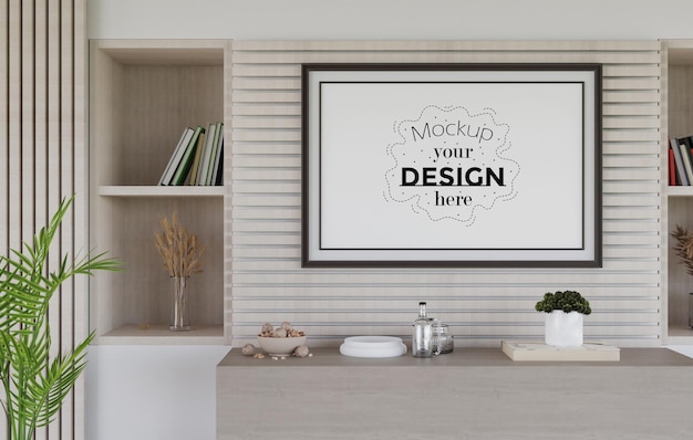 Cornice per poster in soggiorno Psd Mockup