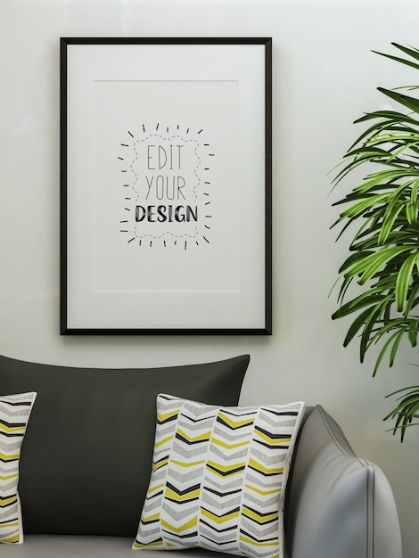 Cornice per poster in soggiorno Psd Mockup