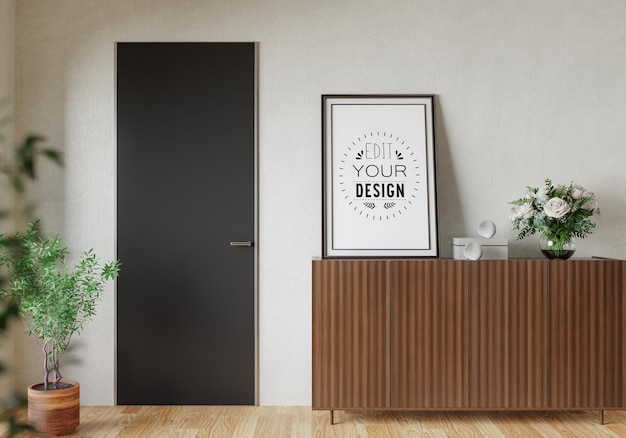 Cornice per poster in soggiorno Psd Mockup