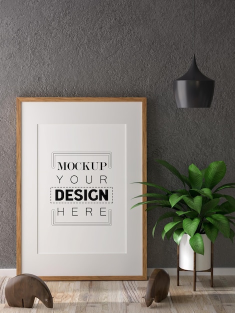 Cornice per poster in soggiorno Psd Mockup