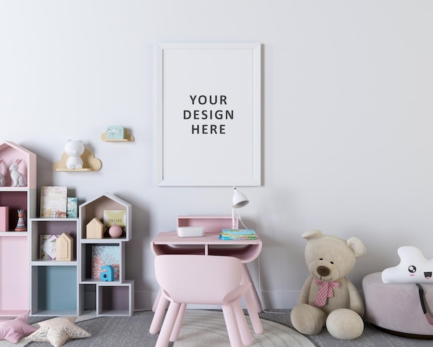Cornice per poster mockup nella stanza dei bambini