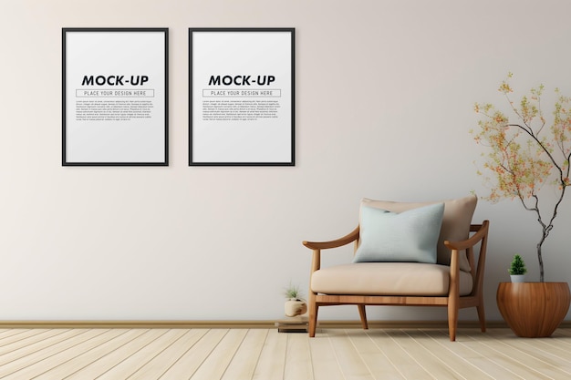 Cornice per poster nel mockup del soggiorno