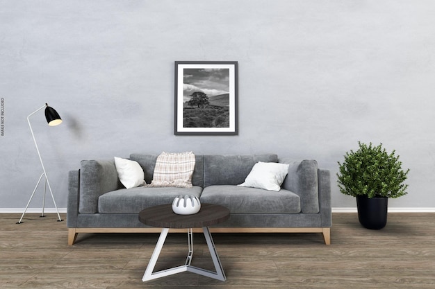 Cornice per poster nel mockup del soggiorno