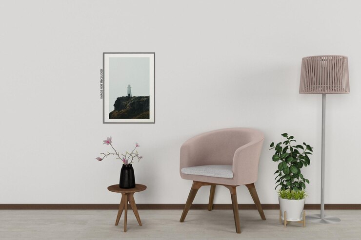 PSD cornice per poster nel mockup del soggiorno