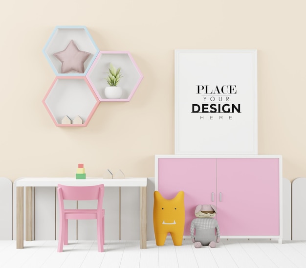 Cornice poster in camera da letto per bambini Psd Mockup