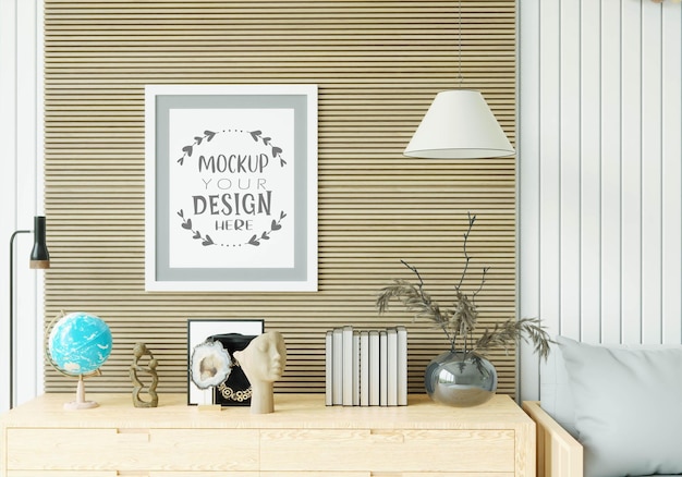 Cornice poster in soggiorno Mockup