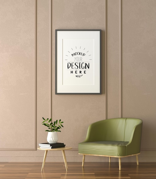 Cornice poster in soggiorno Mockup