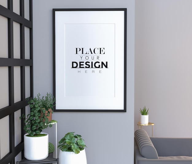 Cornice poster in soggiorno Mockup