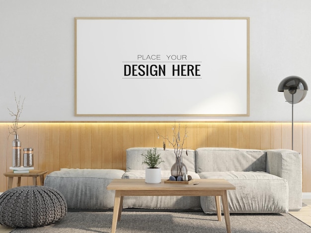 Cornice poster in soggiorno Mockup