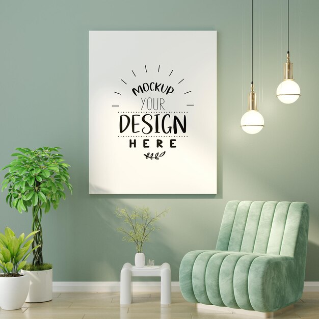 Cornice poster in soggiorno Mockup