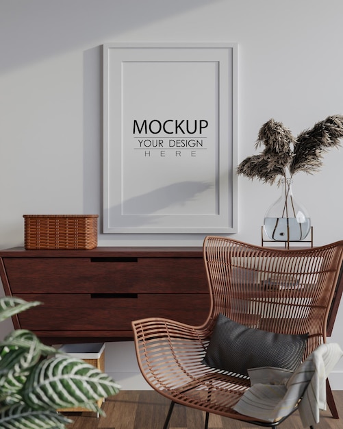 Cornice poster in soggiorno Mockup