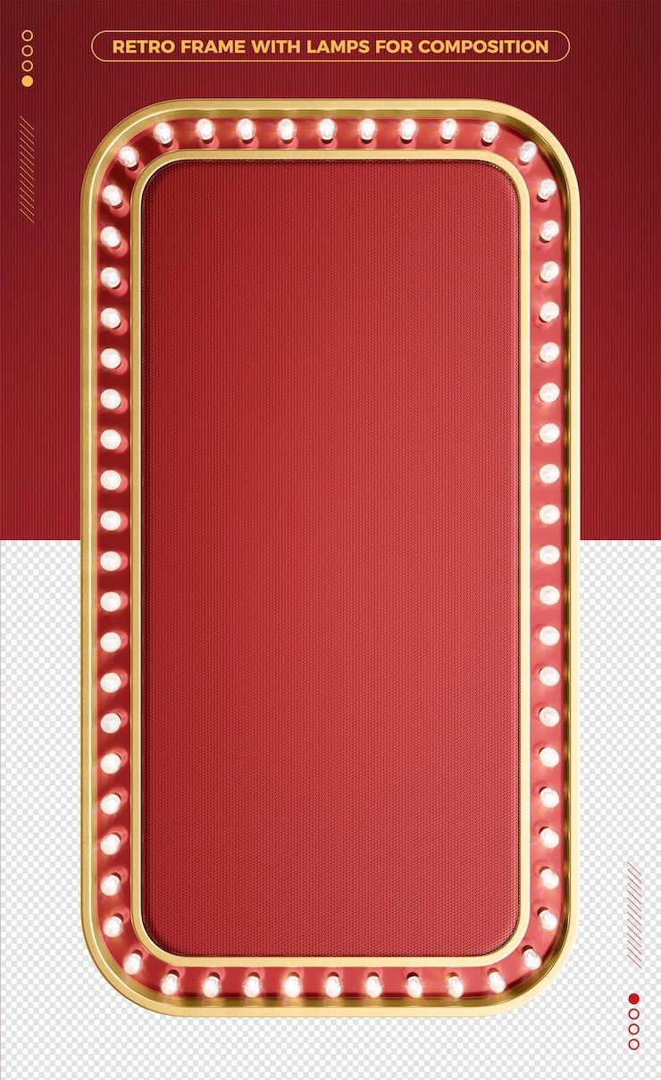Cornice retrò verticale 3D di design a led rossi