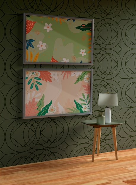 Cornici grigie minimaliste mock-up appesa al muro