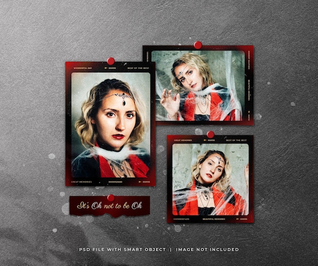 Cornici per foto in carta vintage Set Mockup