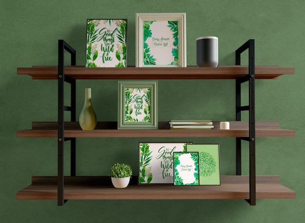 Cornici per foto mock-up sugli scaffali