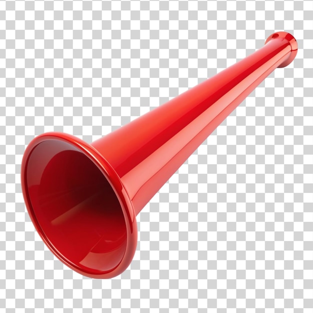 PSD corno vermelho de fabricante de ruído de festa com folha isolada em fundo transparente