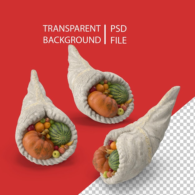 Cornucopia Blanca con Fruta PNG