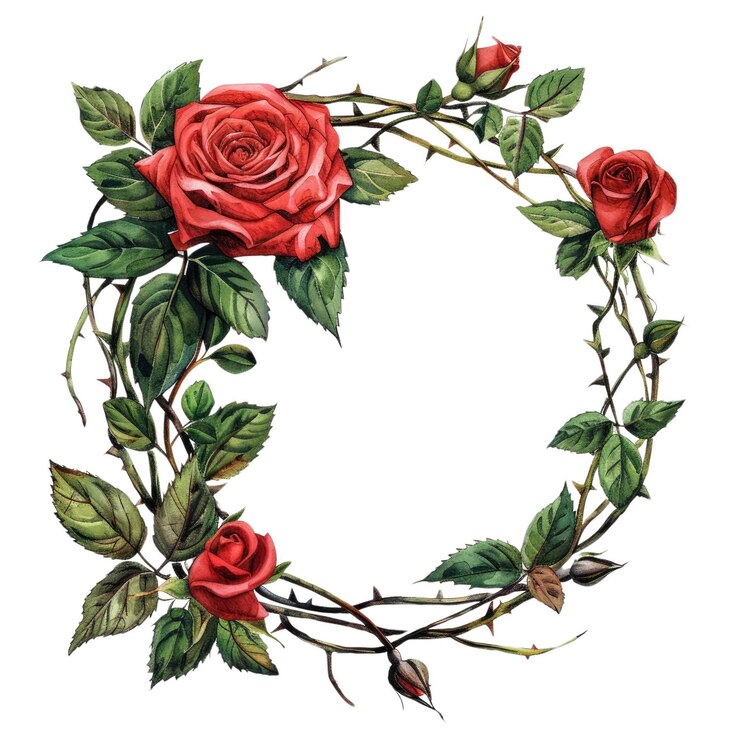 PSD coroa de flor de peônia rosa com folhas verdes e botões cor-de-rosa quadro redondo aig56