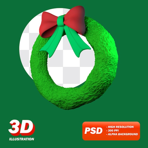 PSD coroa de natal com fundo transparente de fita