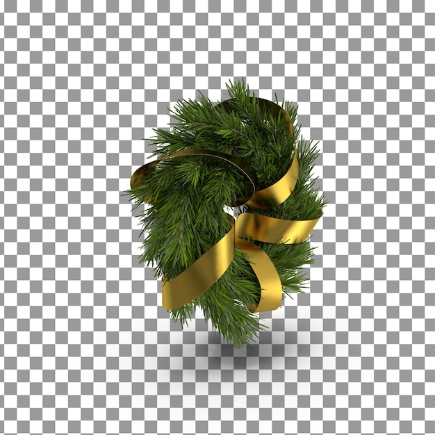 Coroa de Natal PSD verde em fundo isolado e transparente
