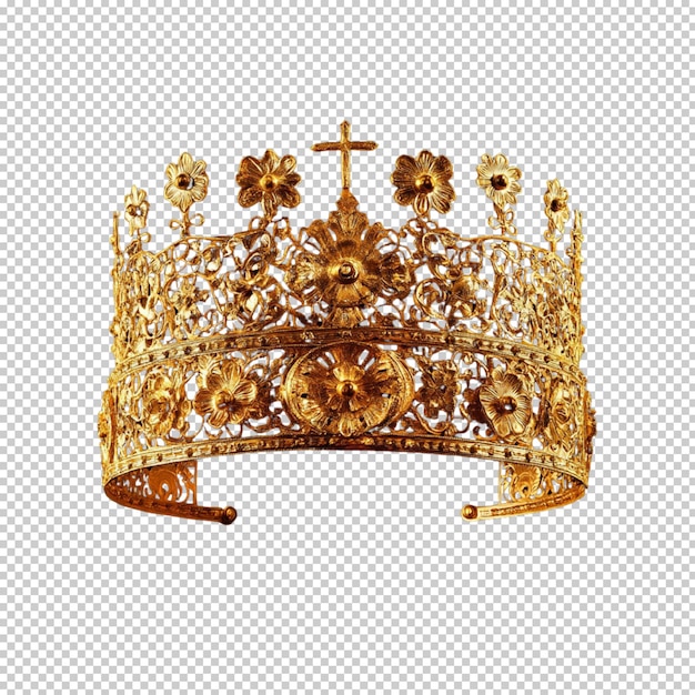 Coroa de ouro Coroas reais Coroação de rei e rainha de luxo Tiara fundo transparente