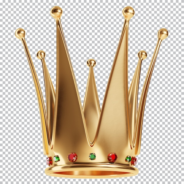 PSD coroa de ouro da rainha com joias isoladas renderização em 3d