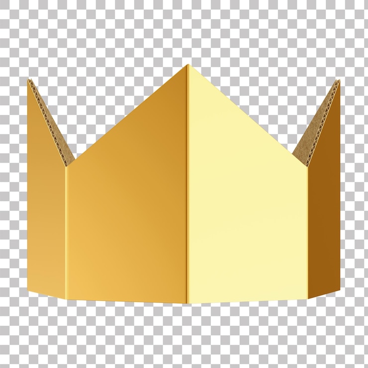 PSD coroa de papel dourado 3d para o dia das crianças e o jogo do rei com fundo transparente