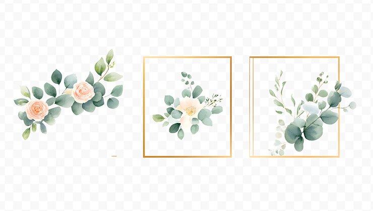 PSD coroa floral aquarela png transparente