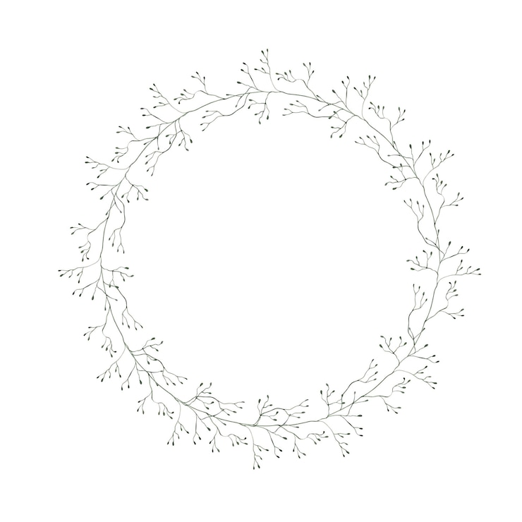 PSD corona de acuarela con ramas elegantes y minimalistas perfecta para postales, saludos, empaques, carteles de regalo y más ilustraciones pintadas a mano