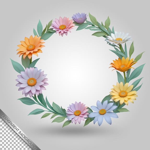 PSD una corona colorida con flores y una imagen de una flor en ella