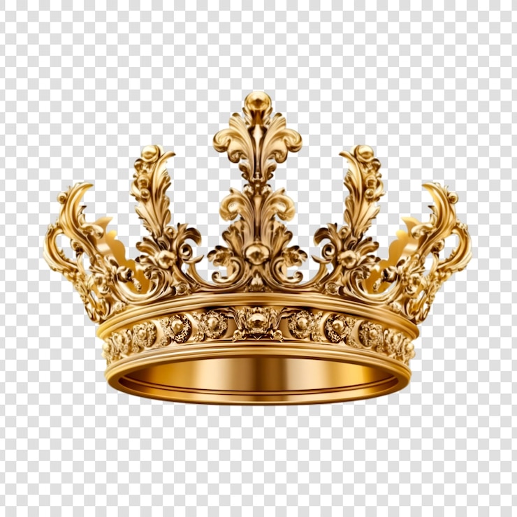 PSD corona d'oro di lusso su uno sfondo trasparente