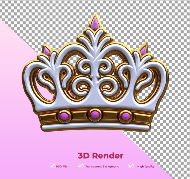 PSD corona delicada o tiara 3d renderizada en un fondo transparente para la composición