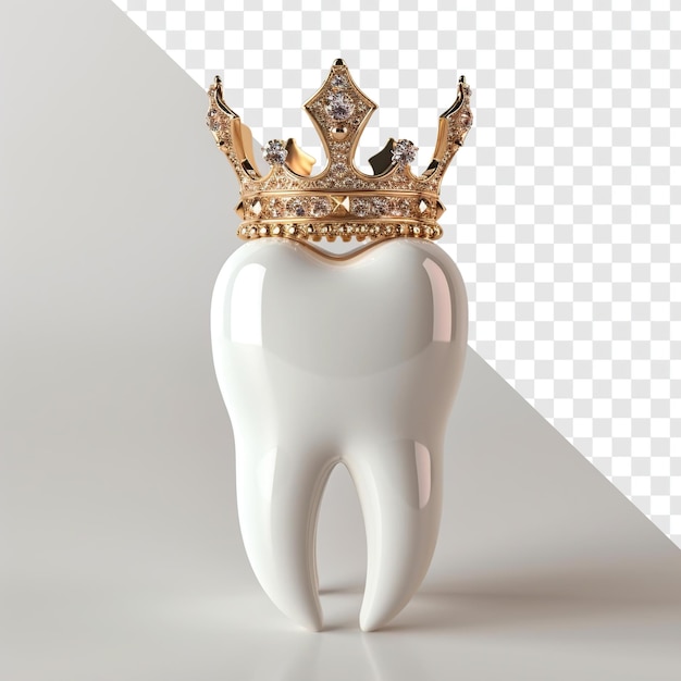 PSD corona dental de oro en el diente renderización 3d realista