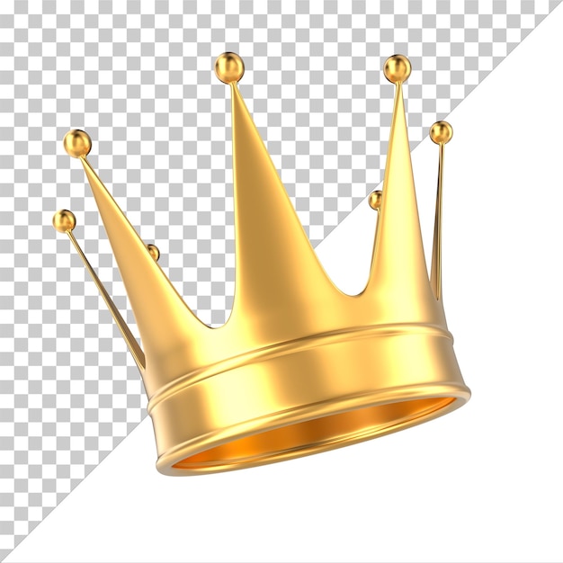 Corona dorata su sfondo bianco Illustrazione 3D isolata