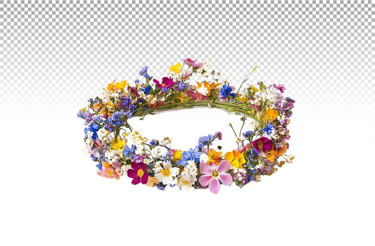 PSD una corona de flores de colores