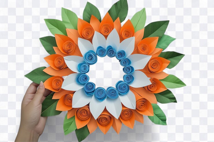 PSD corona de flores de papel tricolor