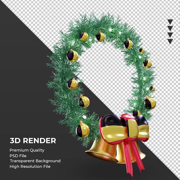 Corona de Navidad 3D bandera de Bélgica renderizado vista izquierda