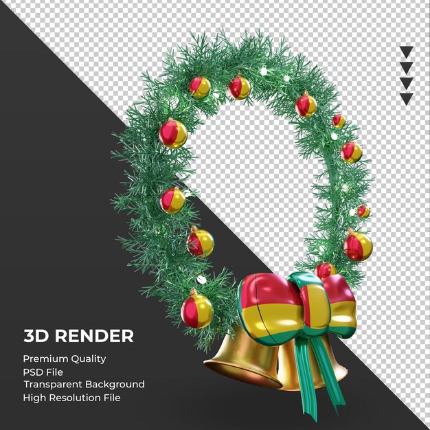 Corona de navidad 3d bandera de guinea bissau renderizado vista izquierda