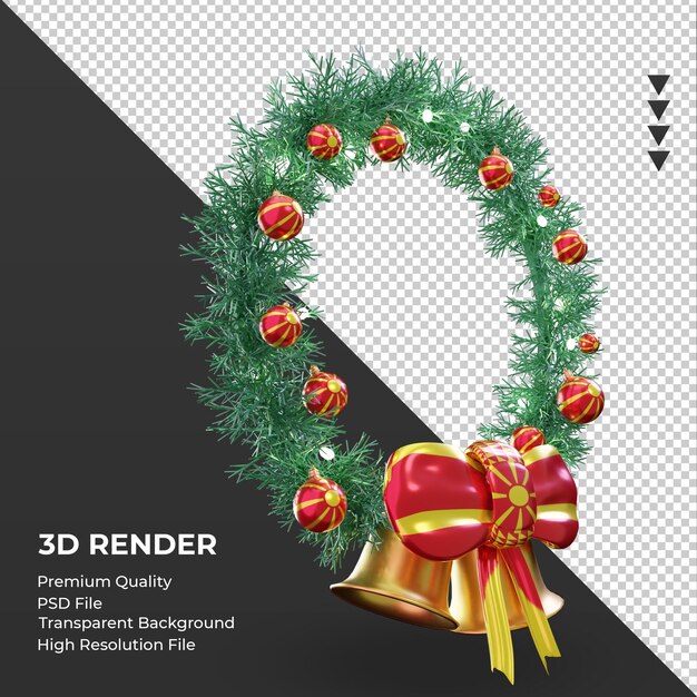 Corona de navidad 3d bandera de macedonia del norte renderizado vista izquierda