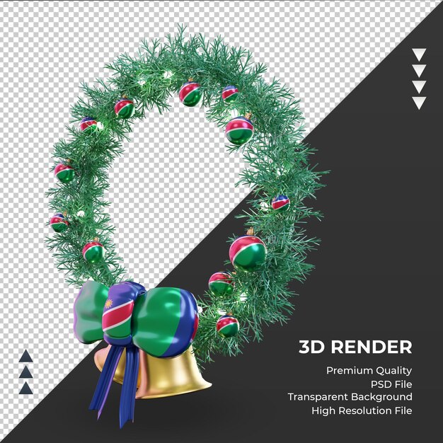 Corona de Navidad 3D Bandera de Namibia renderizado vista derecha