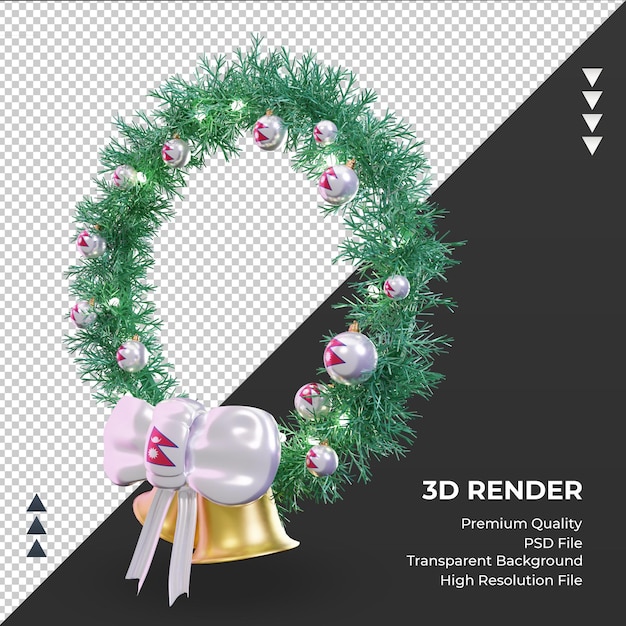 PSD corona de navidad 3d bandera de nepal renderizado vista derecha