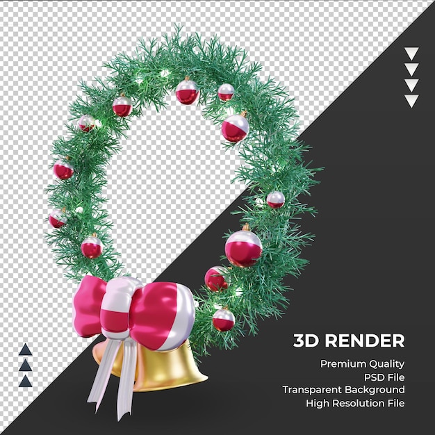 Corona de Navidad 3D bandera de Polonia renderizado vista derecha