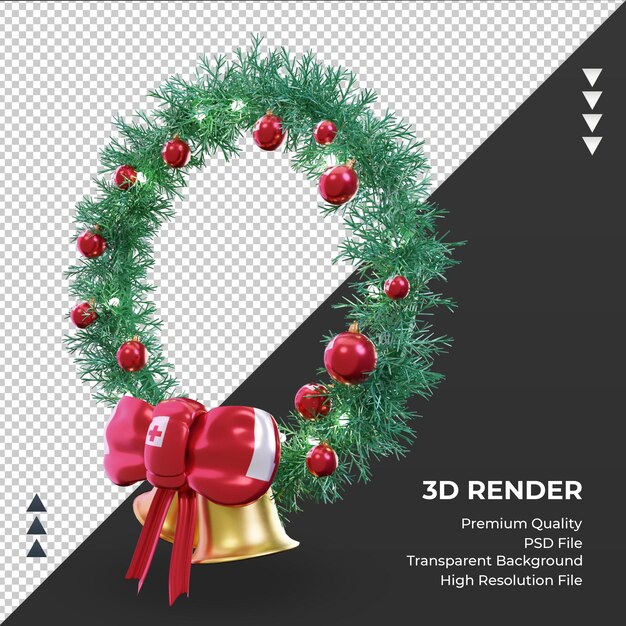 Corona de Navidad 3D bandera de Tonga vista derecha de representación