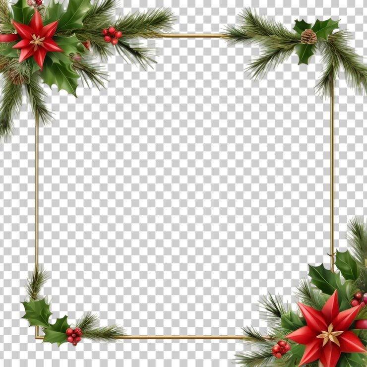 PSD corona de navidad con un arco rojo en un fondo transparente