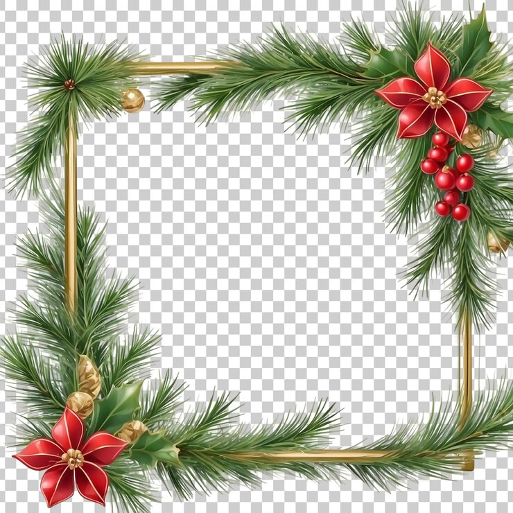 PSD corona de navidad con bayas rojas y una corona